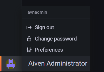 Aiven Administrator in Grafana